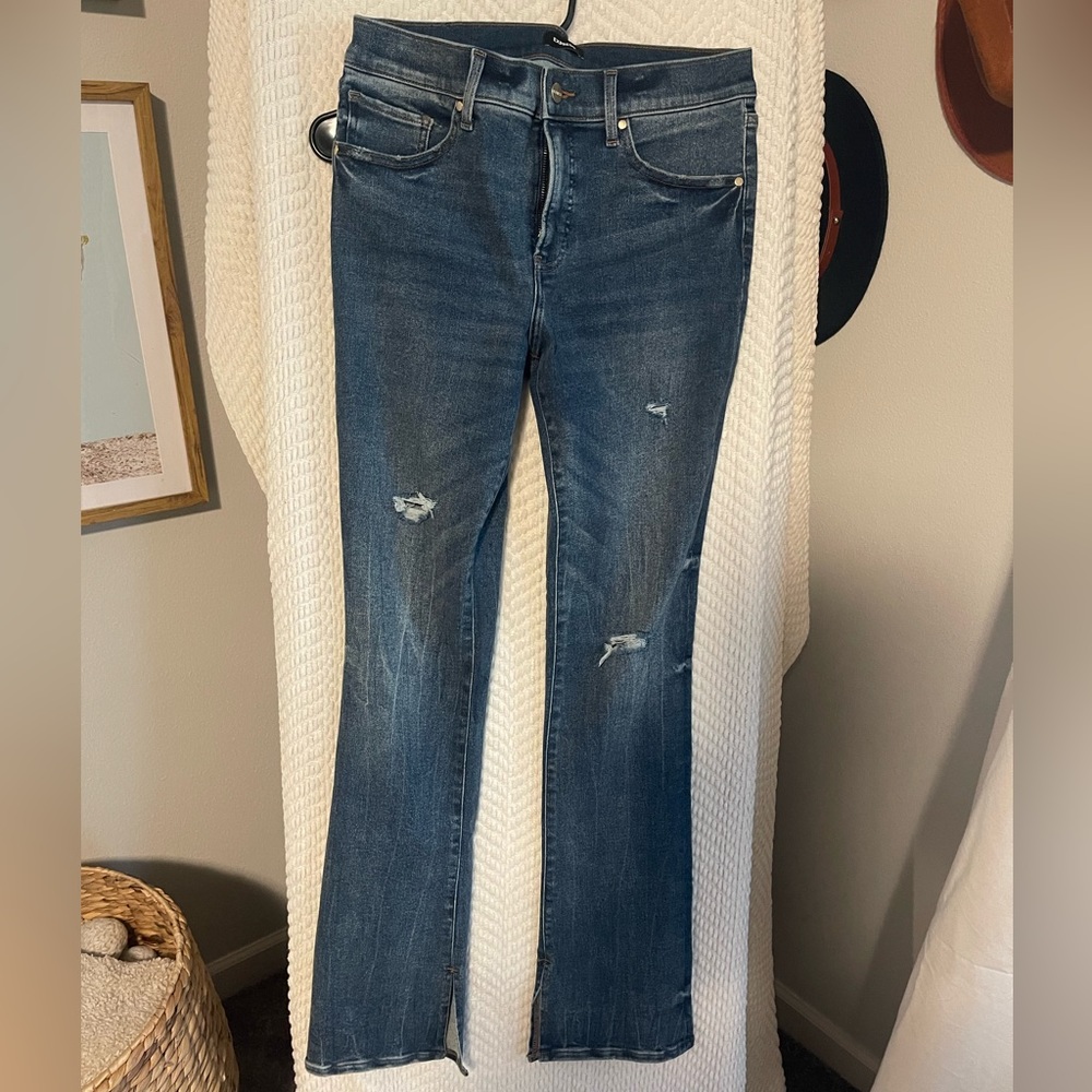 Express skyscraper mid rise blue jeans size 10R